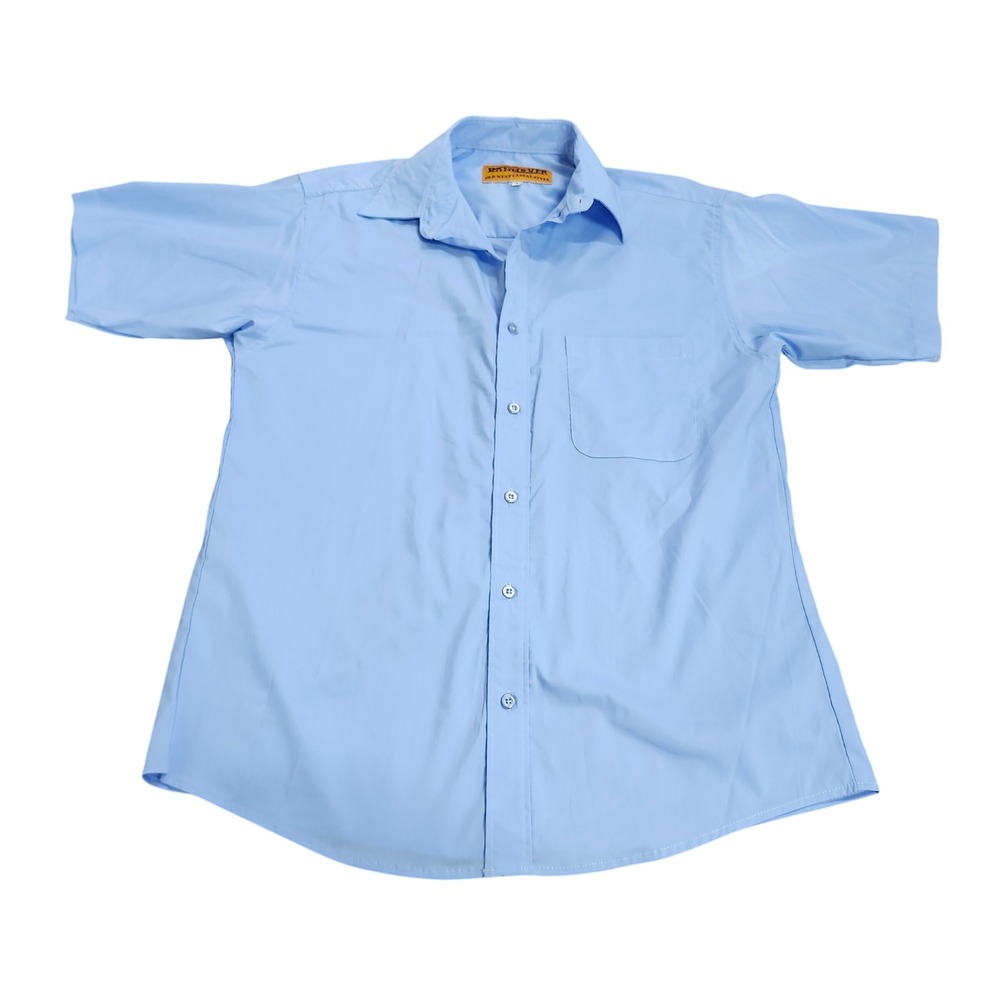 Hannover Old West Casual Style Mens Short Sleeve Button Up Shirt Blue Small 36